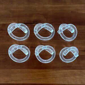 Mid Century Lucite Acrylic Pretzel Knot Napkin Rings Set of Six